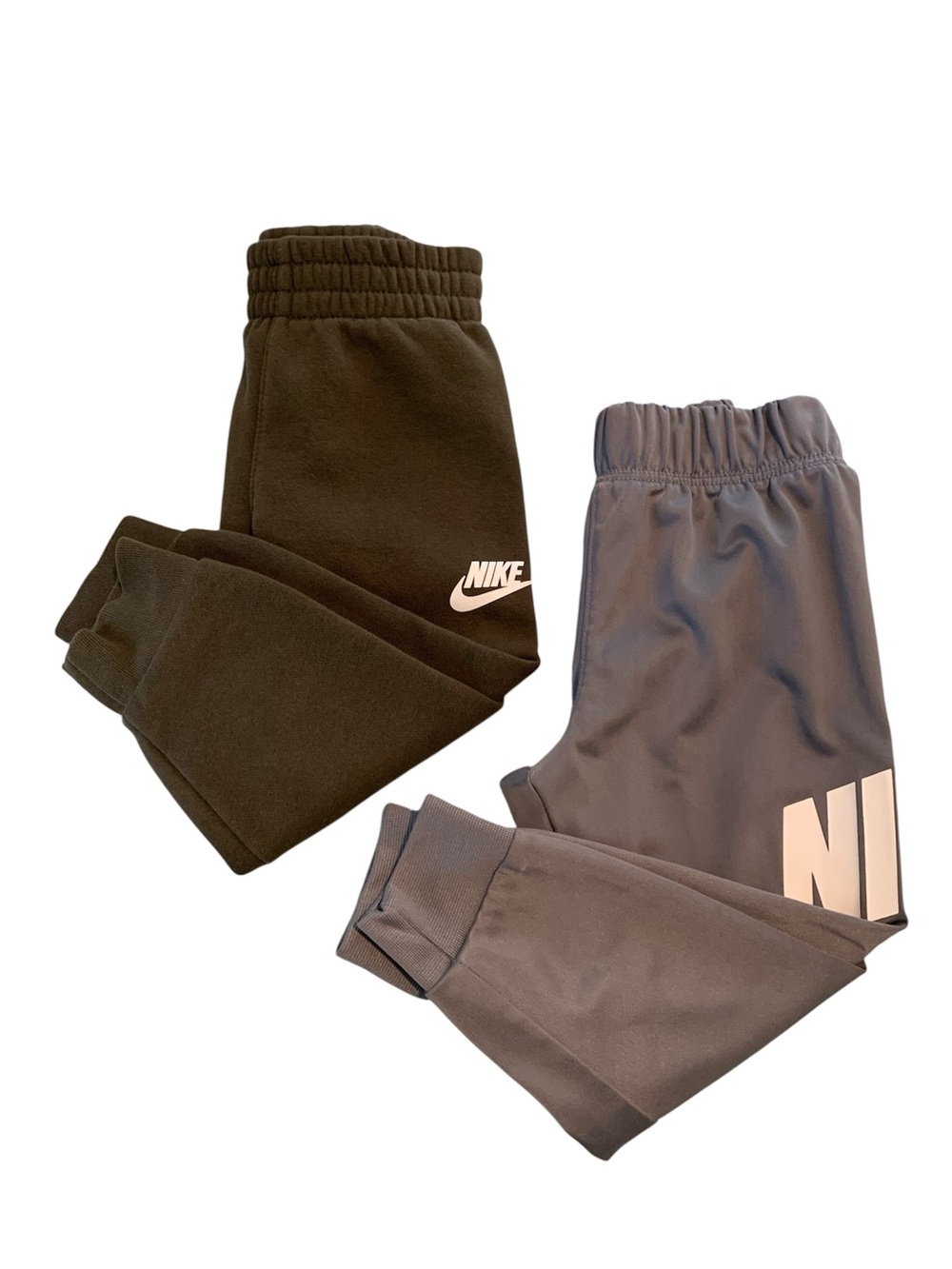 Lot of 2 Nike Toddler Boys Joggers Sweatpants Olive Green & Gray Size 2T